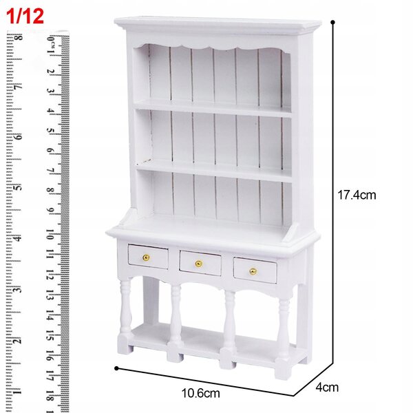 1:12 1/12 Miniaturowa szafka Półka na książki Meble do domku dla lalek Półka 3 stojaki