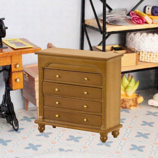 Kredens in legno miniatura 1/12 per casa delle bambole colore noce