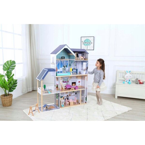 Casa ecogiocattoli per bambole in legno 138,5 cm certificato CE EN 71 per bambini 3+
