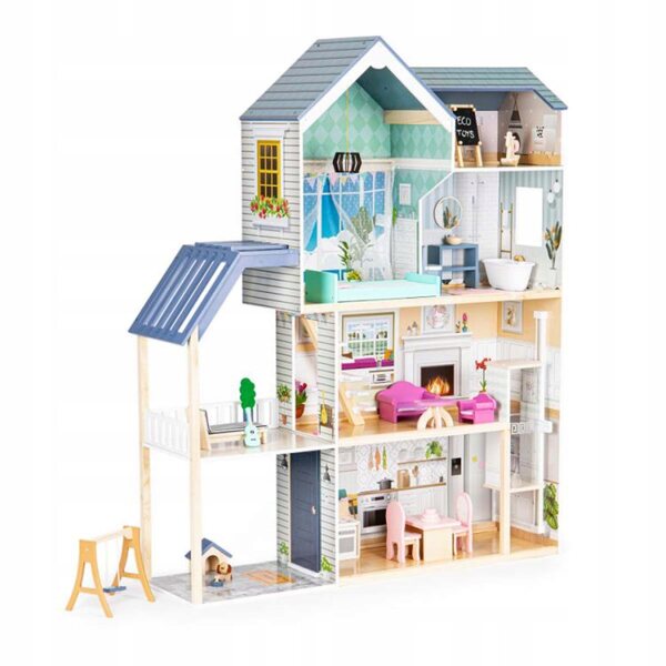 Casa ecogiocattoli per bambole in legno 138,5 cm certificato CE EN 71 per bambini 3+