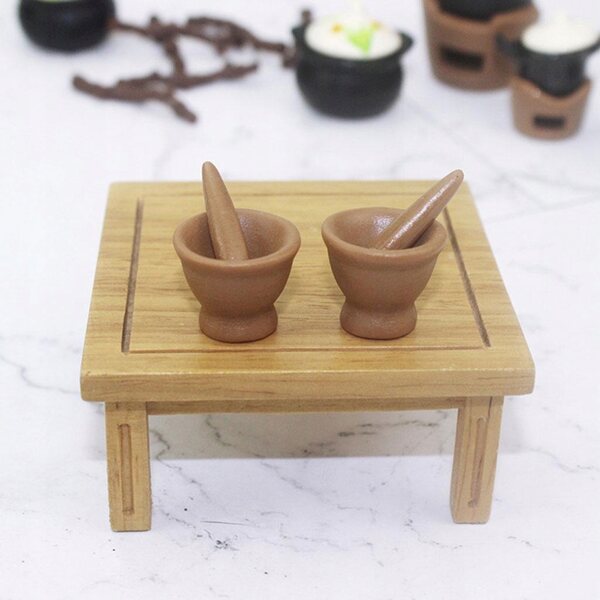 Mini Set Mortaio e Pestello in Ceramica 1/12 per Casa delle Bambole