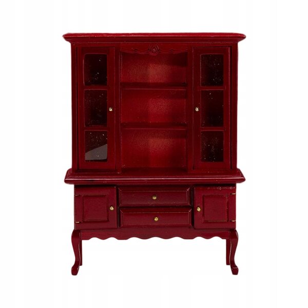 Miniatur-Bücherregal aus Holz für Puppenhäuser im Maßstab 1:12, rote Farbe