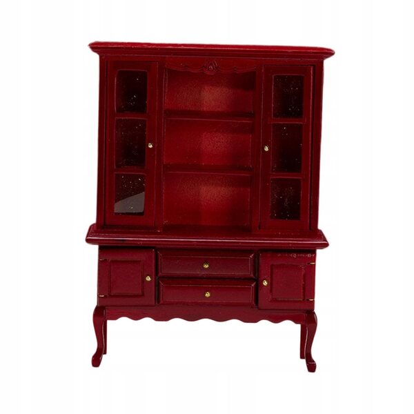 Miniatur-Bücherregal aus Holz für Puppenhäuser im Maßstab 1:12, rote Farbe