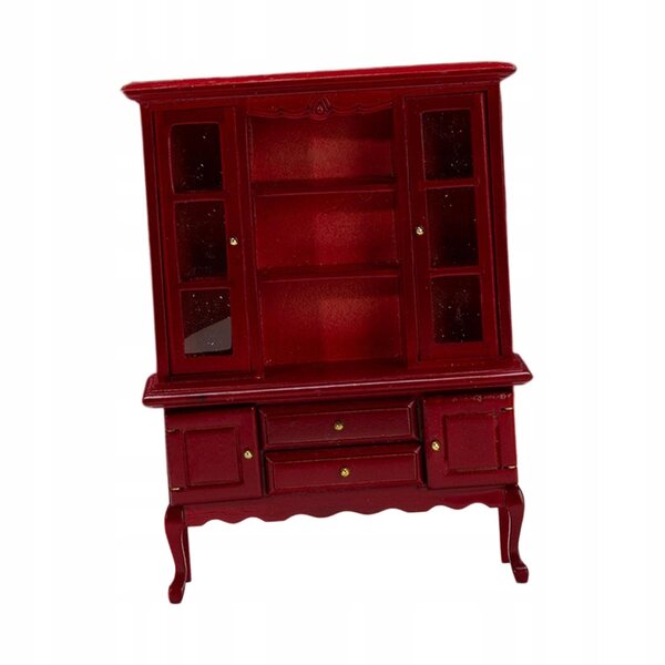 Miniatur-Bücherregal aus Holz für Puppenhäuser im Maßstab 1:12, rote Farbe