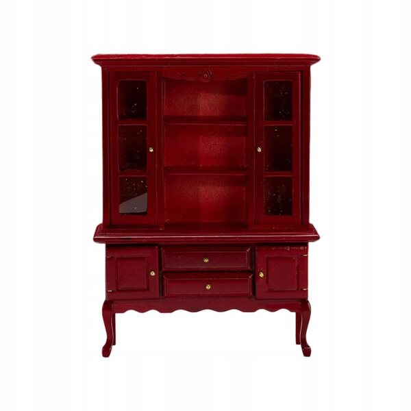 Miniatur-Bücherregal aus Holz für Puppenhäuser im Maßstab 1:12, rote Farbe