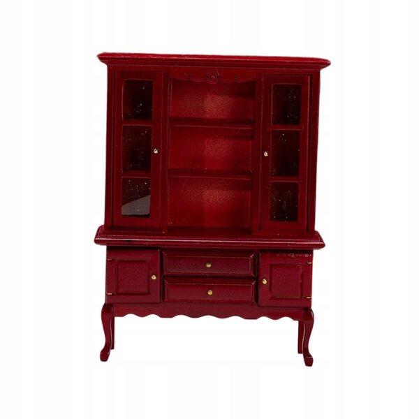 Miniatur-Bücherregal aus Holz für Puppenhäuser im Maßstab 1:12, rote Farbe
