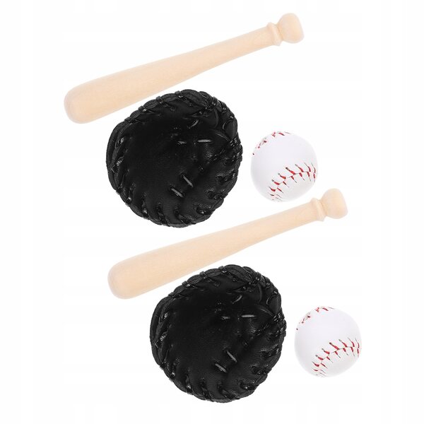 Miniatur-Baseball-Set mit Holzschlägern, Handschuhen und Bällen für Puppen
