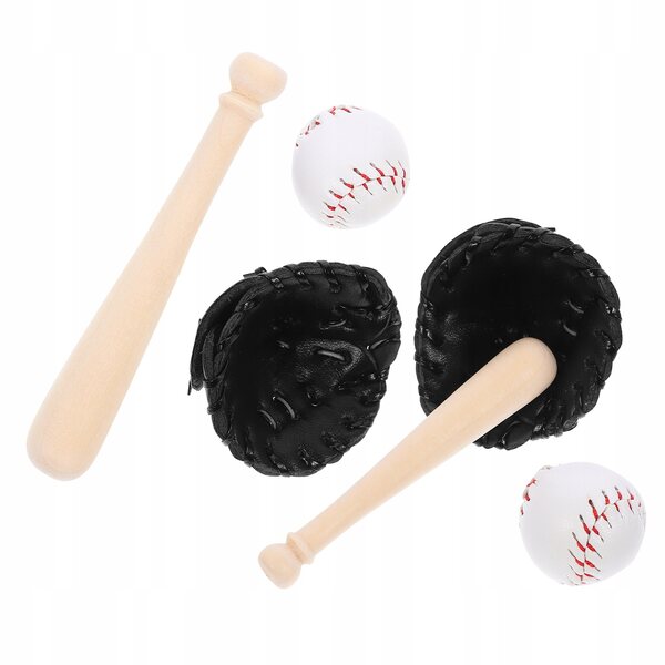 Miniatur-Baseball-Set mit Holzschlägern, Handschuhen und Bällen für Puppen