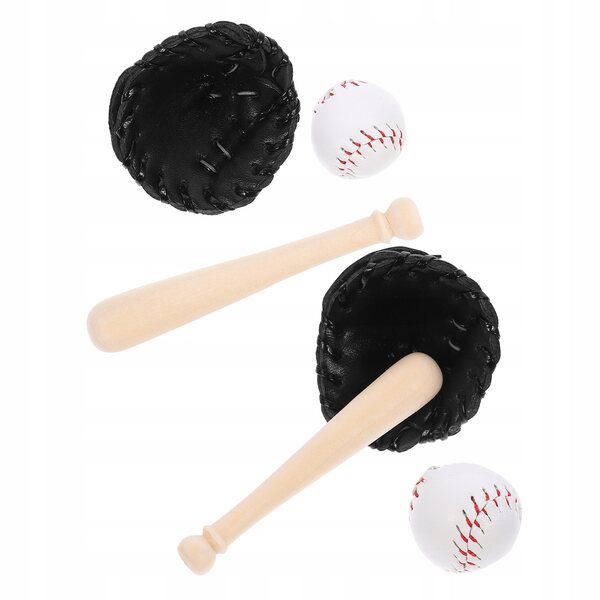 Miniatur-Baseball-Set mit Holzschlägern, Handschuhen und Bällen für Puppen