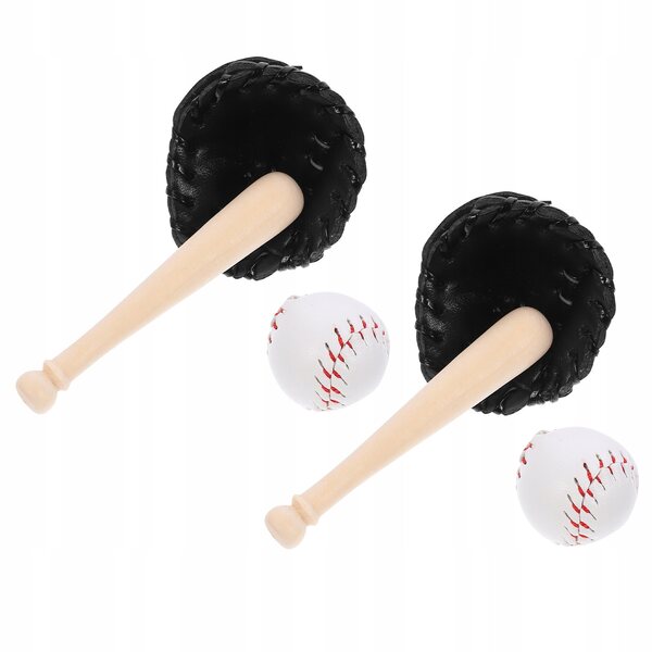 Miniatur-Baseball-Set mit Holzschlägern, Handschuhen und Bällen für Puppen