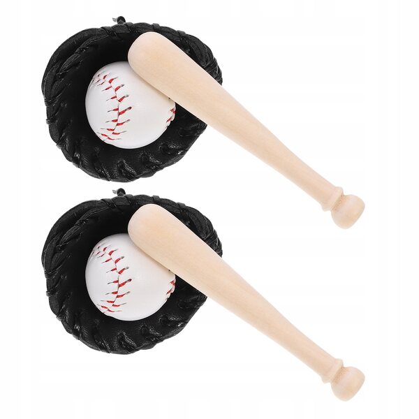 Miniatur-Baseball-Set mit Holzschlägern, Handschuhen und Bällen für Puppen
