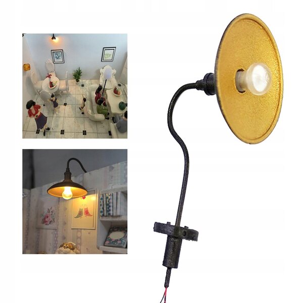 Miniatura lampada da parete LED per casa delle bambole 1:87 in metallo e resina