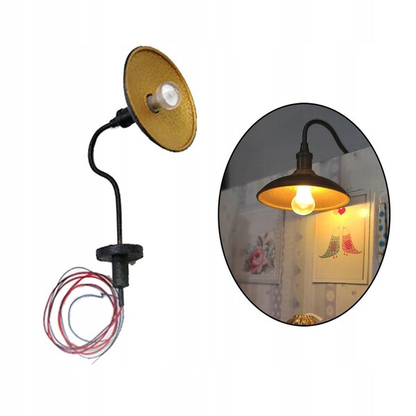 Miniatura lampada da parete LED per casa delle bambole 1:87 in metallo e resina