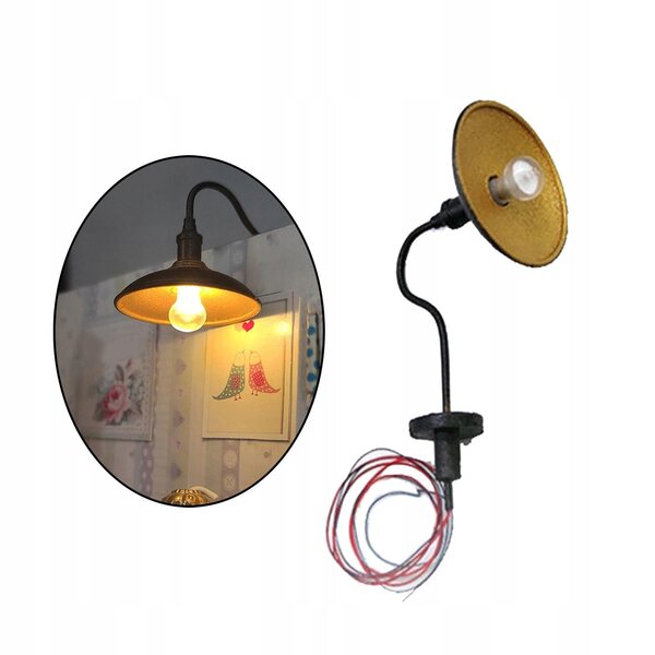 Miniatura lampada da parete LED per casa delle bambole 1:87 in metallo e resina