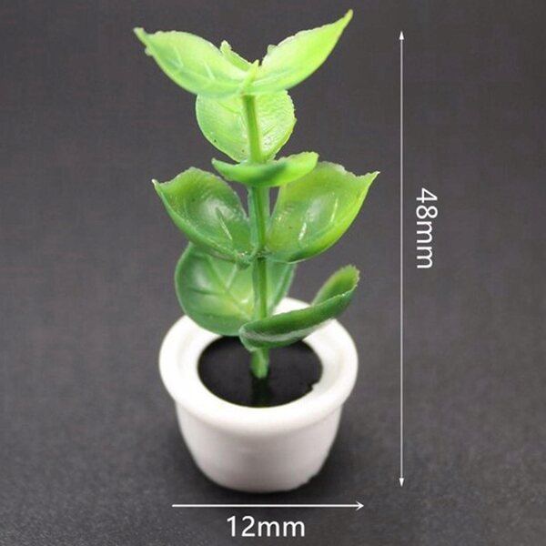 Miniatuur groene plant 2 stuks 1:12 voor poppenhuis in decoratieve hars