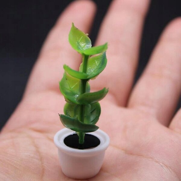 Miniatuur groene plant 2 stuks 1:12 voor poppenhuis in decoratieve hars