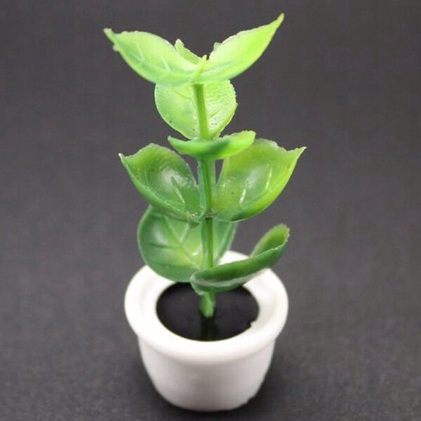 Miniatuur groene plant 2 stuks 1:12 voor poppenhuis in decoratieve hars