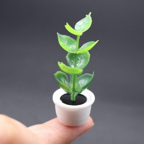 Miniatuur groene plant 2 stuks 1:12 voor poppenhuis in decoratieve hars