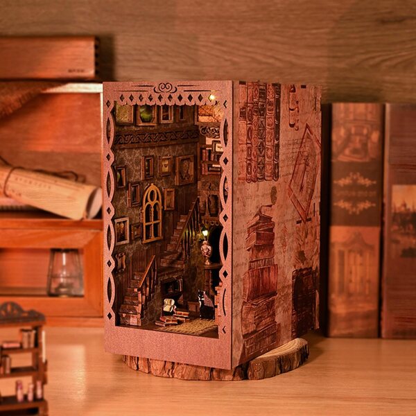 Buchstützen-3D-Puzzle-Set aus Holz zur Unterstützung von Büchern und als Heimdekoration