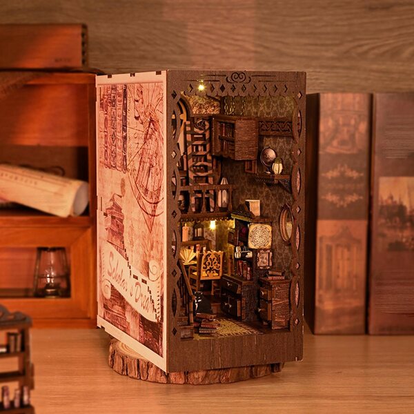 Buchstützen-3D-Puzzle-Set aus Holz zur Unterstützung von Büchern und als Heimdekoration