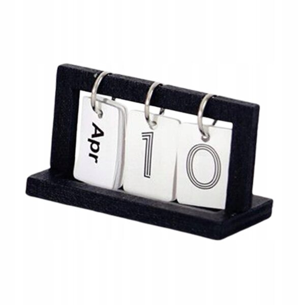 Mini calendario da scrivania in legno per casa delle bambole scala 1:12 nero