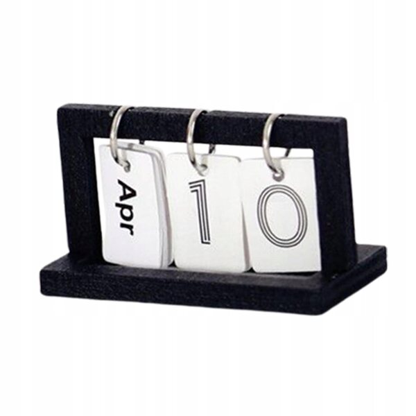 Mini calendario da scrivania in legno per casa delle bambole scala 1:12 nero