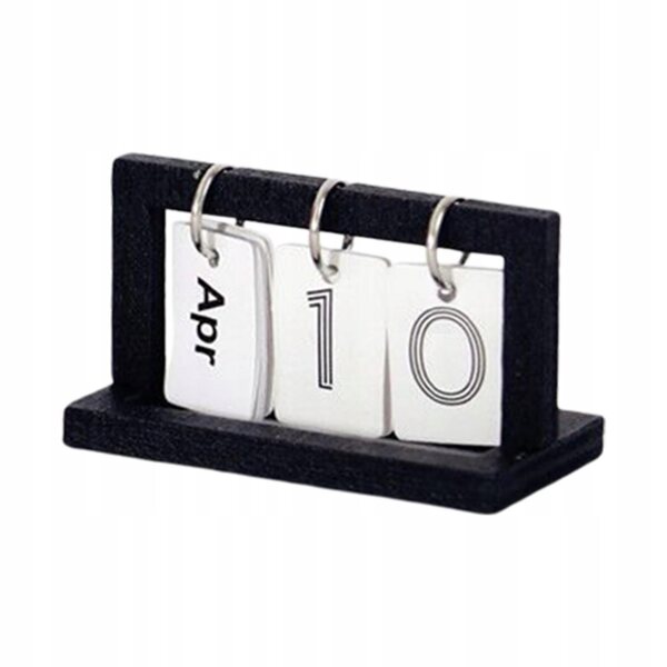 Mini calendario da scrivania in legno per casa delle bambole scala 1:12 nero