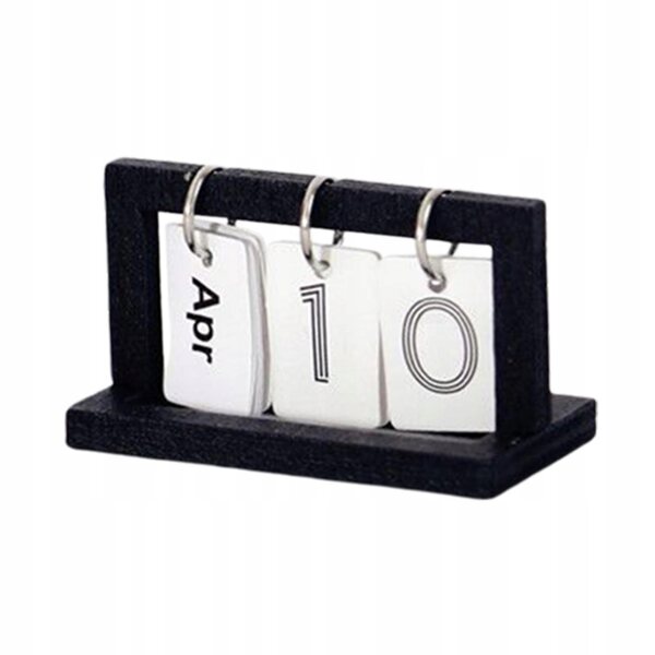Mini calendario da scrivania in legno per casa delle bambole scala 1:12 nero