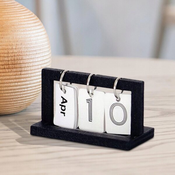 Mini calendario da scrivania in legno per casa delle bambole scala 1:12 nero