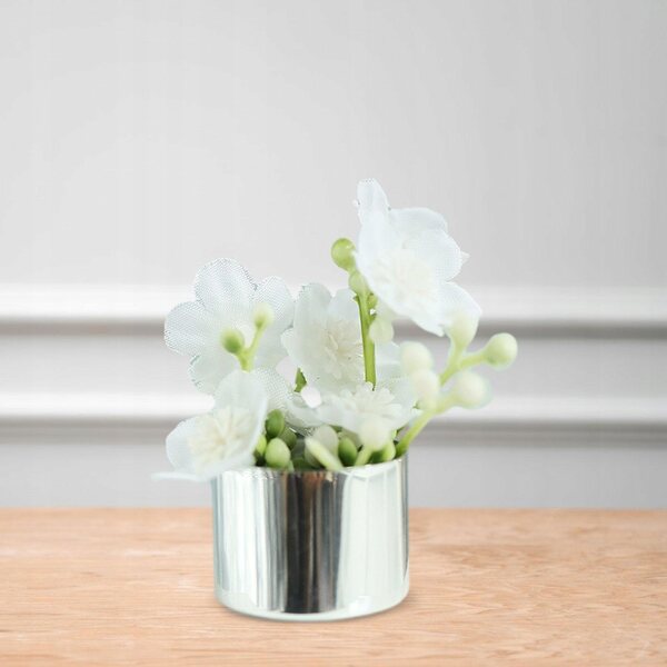 Miniatura Pianta in Vaso per Casa delle Bambole 1/12 con Fiori Bianchi