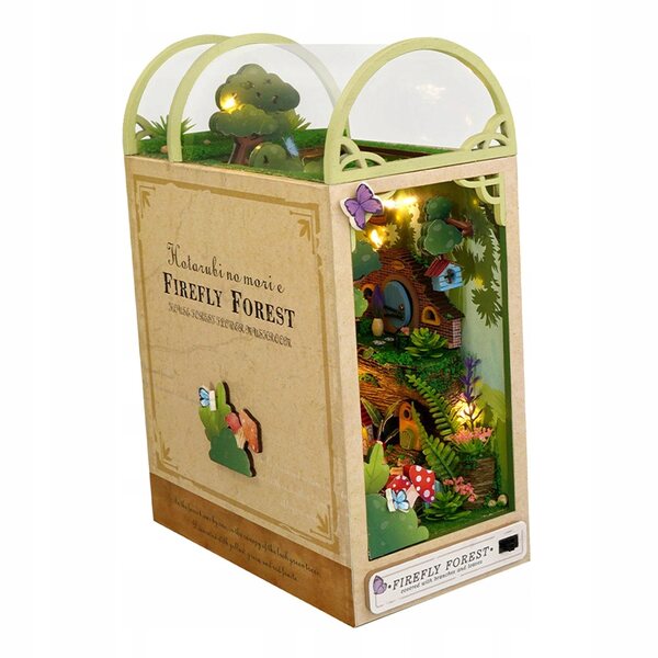 3D-Miniatur-Glühwürmchen-Wald-Puzzle mit LED-Lichtern und Buchständern aus Holz