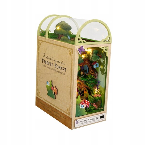 3D-Miniatur-Glühwürmchen-Wald-Puzzle mit LED-Lichtern und Buchständern aus Holz