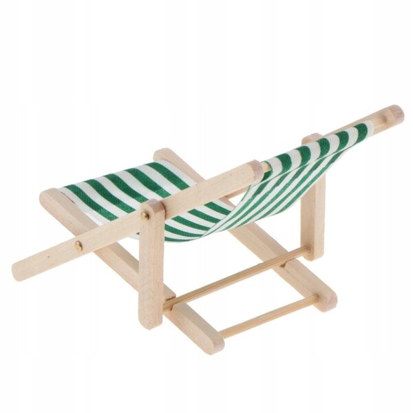 Miniatura Sedia a Sdraio in Legno Verde Scuro Scala 1:12 per Casa delle Bambole