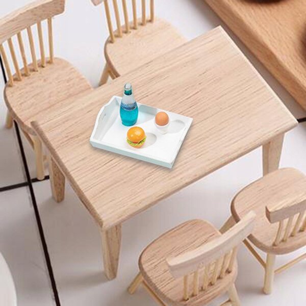 Mini Taca da Servizio in Legno per Casa delle Bambole 1/12, Elegante e Decorativa