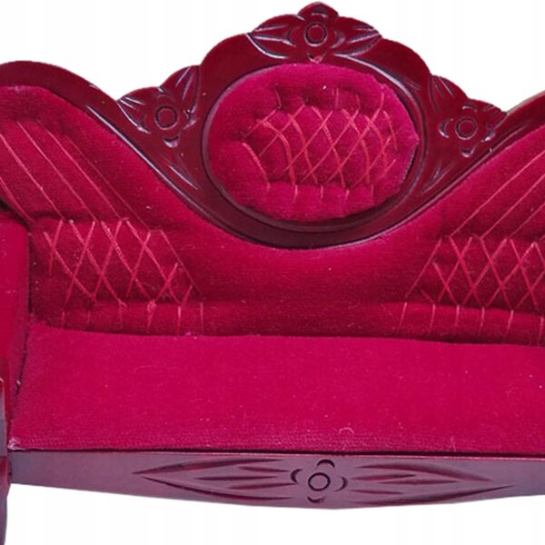Mini sofa in legno e velluto per casa delle bambole 1:12, design elegante e vintage