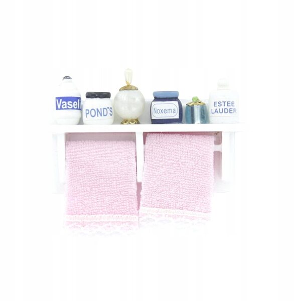Miniatura Stendino per Asciugamani Casa delle Bambole 1:12 in Legno Rosa e Bianco