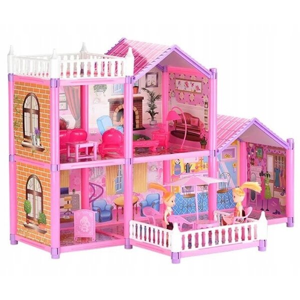 Grande casa delle bambole a due piani con mobili e mini bambole Midex
