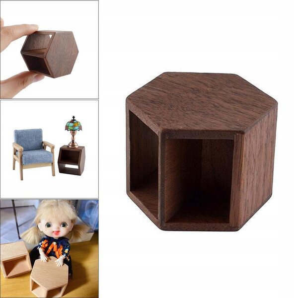 Mini tavolino in legno di noce per casa delle bambole scala 1:12 e 1:6