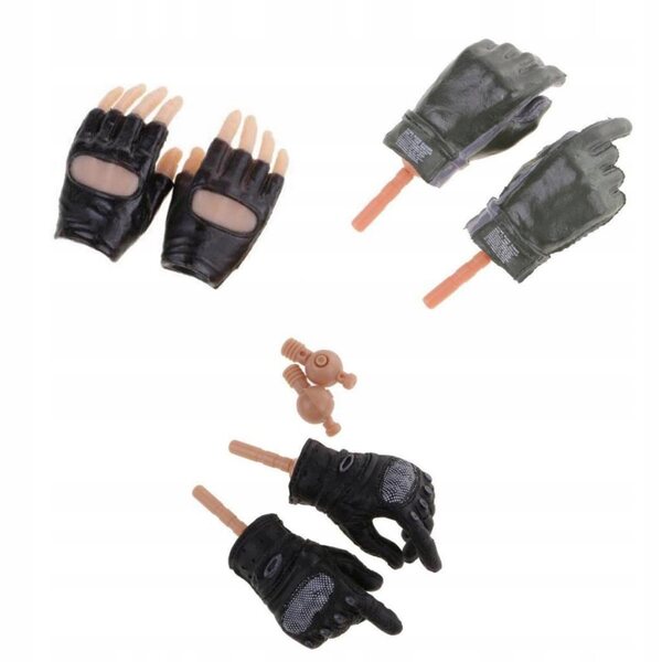 1:6 weibliche Hände mit schwarzen Halbhandschuhen für 12'' Puppen - Modellierzubehör