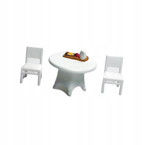 Miniatuurtafel en stoelenset 1:64 in hars voor diorama's en scenografie
