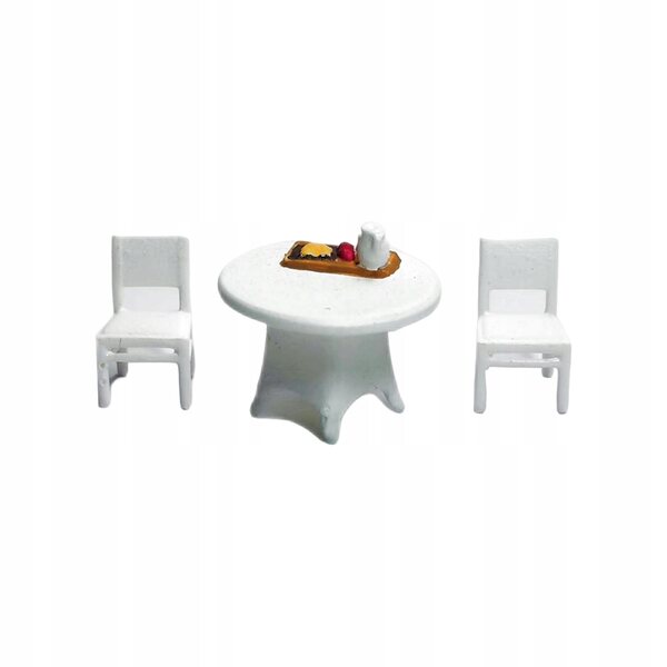 Miniatuurtafel en stoelenset 1:64 in hars voor diorama's en scenografie