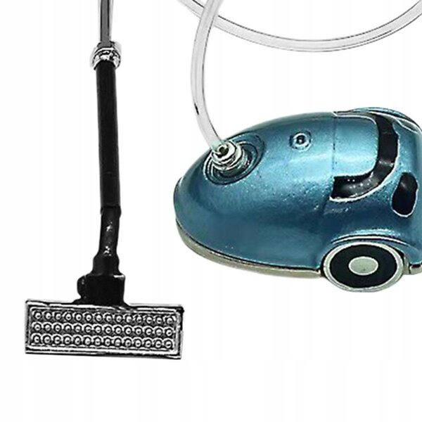 Blauer Mini-Staubsauger für Puppenhäuser im Maßstab 1:12 aus Holz