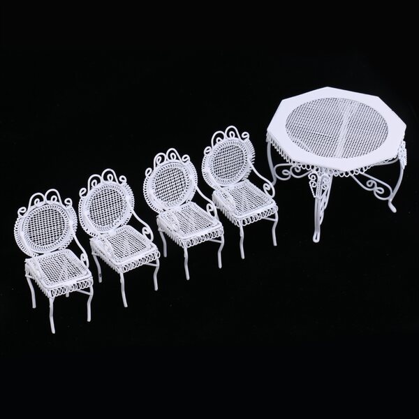 Set Miniature 1:12 Mobili Bianchi Per Casa Delle Bambole Sedie E Tavolo