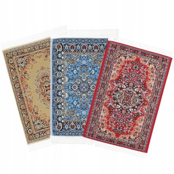 Set Mini Tappeti Decorativi 3 pezzi per Case delle Bambole in Stile Retro