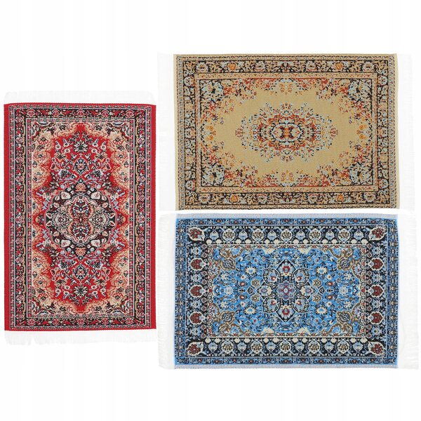 Set Mini Tappeti Decorativi 3 pezzi per Case delle Bambole in Stile Retro