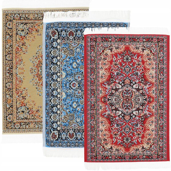 Set Mini Tappeti Decorativi 3 pezzi per Case delle Bambole in Stile Retro