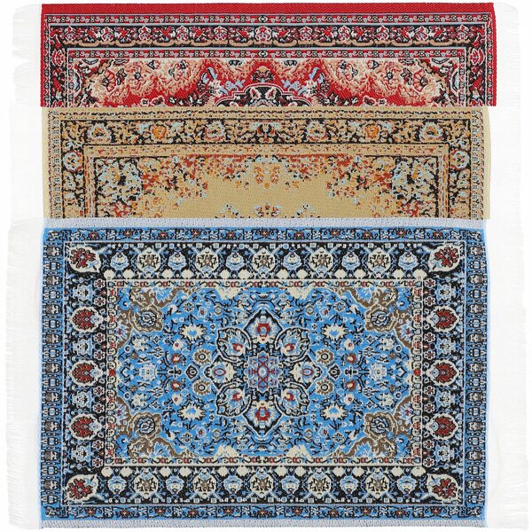 Set Mini Tappeti Decorativi 3 pezzi per Case delle Bambole in Stile Retro