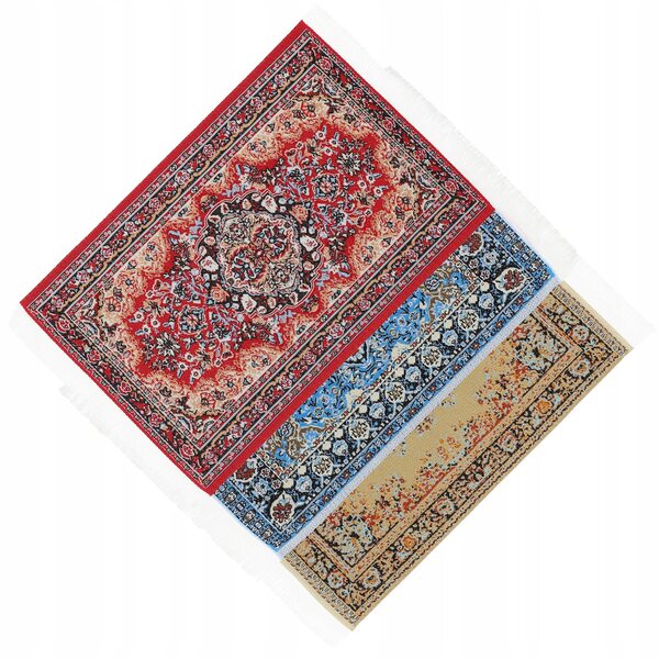 Set Mini Tappeti Decorativi 3 pezzi per Case delle Bambole in Stile Retro