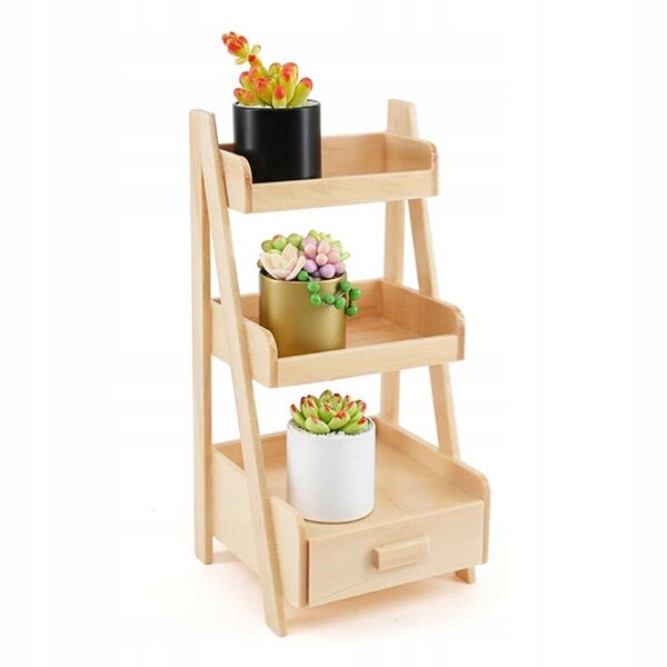 Holzständer für 1/12 Miniaturen mit 3 Regalen für Puppenhaus