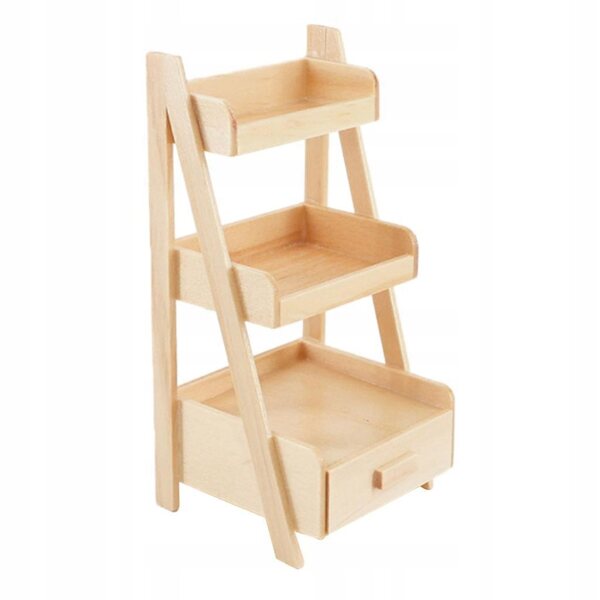 Holzständer für 1/12 Miniaturen mit 3 Regalen für Puppenhaus